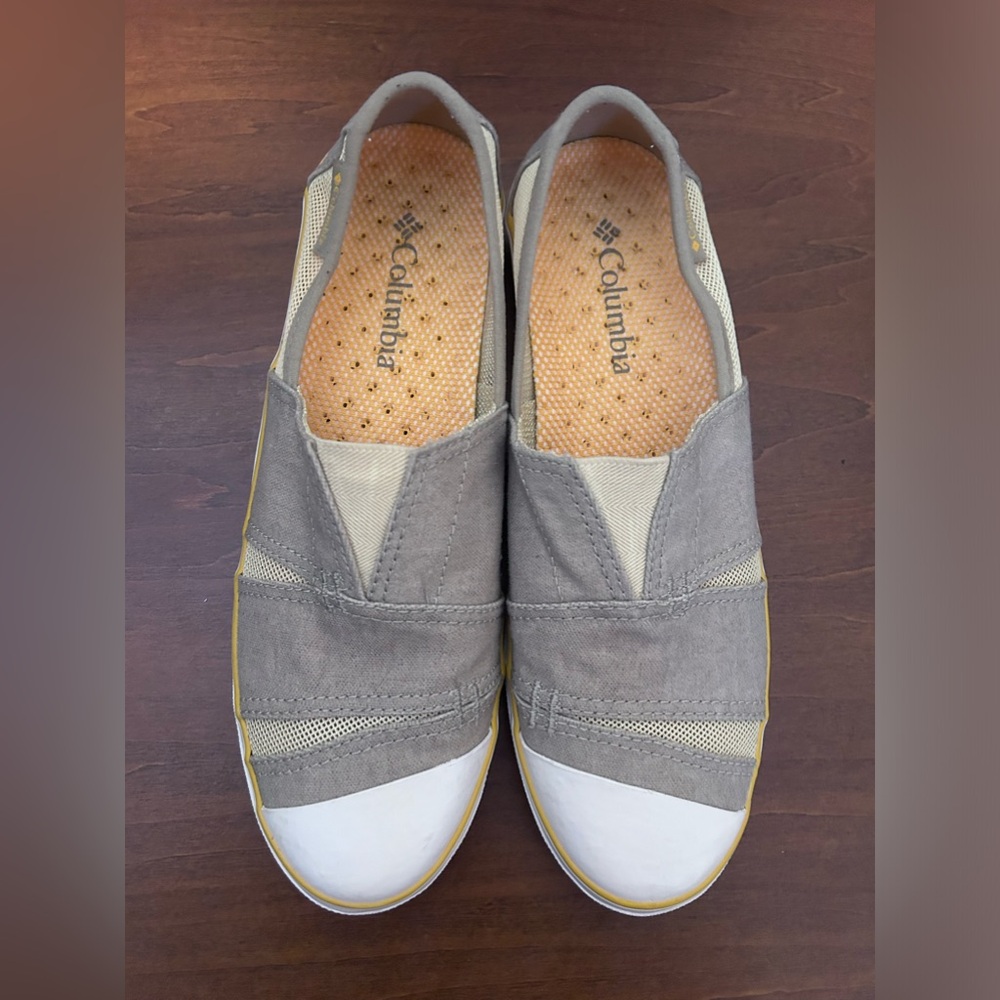 Columbia womens taupe and yellow vented skimmer slip on flat size 8 - Picture 2 of 13